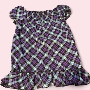 Speechless Plaid Babydoll Blouse, Purple and Teal Y2K Scene Top - Size L